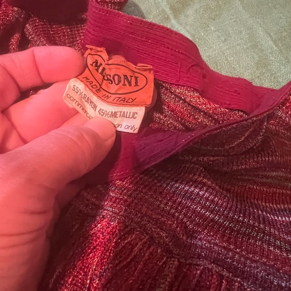 Vintage 2 piece Missoni cardigan skirt SET knit textured pink red A line skirt S - Picture 2 of 11